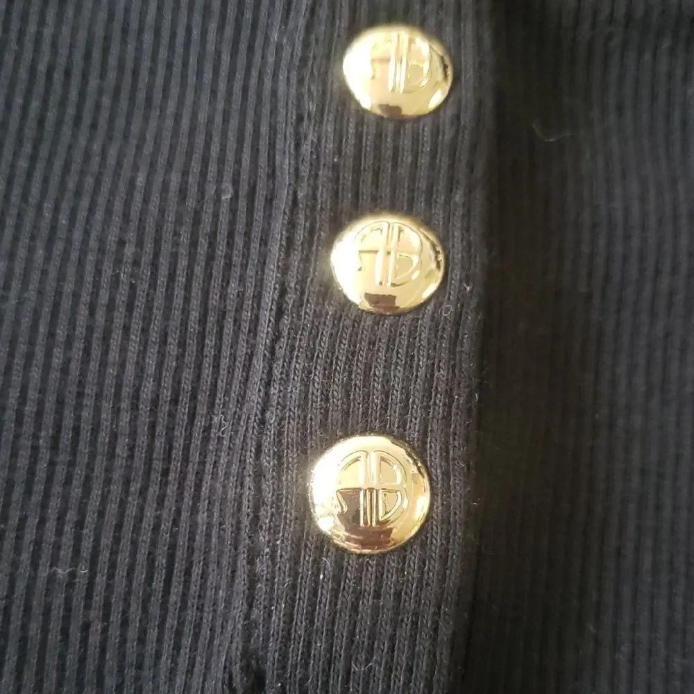 Anine Bing Black Tank Top with Gold Button Accents Size Small NEW Chic Feminine - Picture 2 of 7